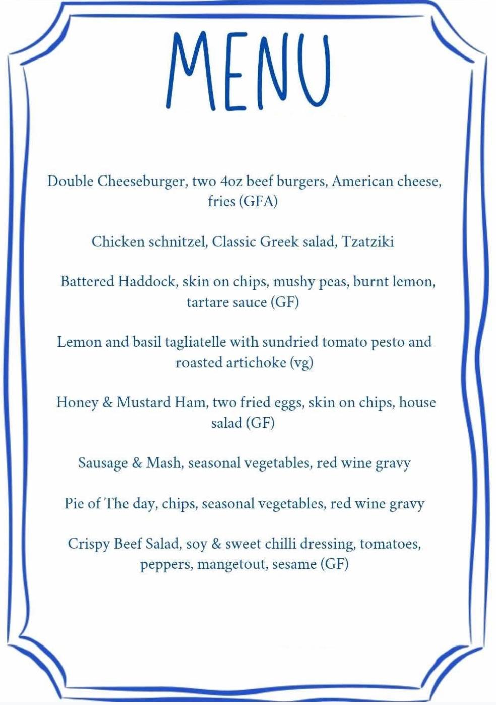 menu choices